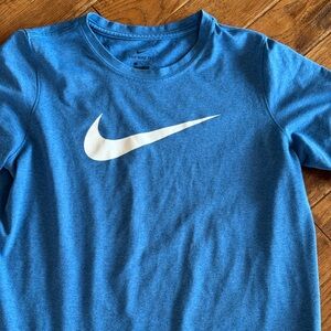 Nike Tee in Heathered Blue with Iconic White Swoosh